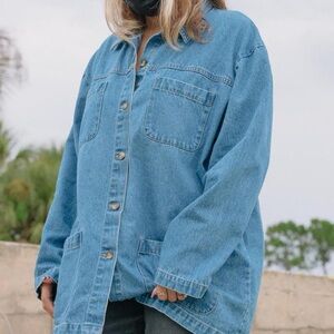 Vintage Cabin Creek Blue Denim Button Barn Chore Coat Shacket